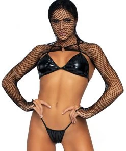 Leg Avenue 3pc Late Call Hooded Lingerie Set Womens