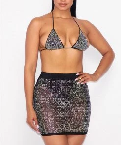 Hot And Delicious Rhinestone Royalty 2pc Skirt Set Womens