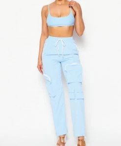 Hot And Delicious Emboldened Blue 2pc Pants Set