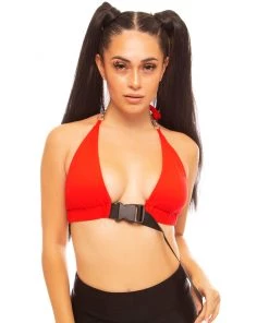 Shark Red Click It Or Ticket Buckle Top Womens