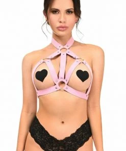Daisy's Corsets Pretty In Pink Stretchy Harness Top New