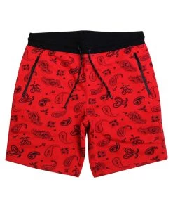 BJD Inc. Red Paisley Fleece Shorts