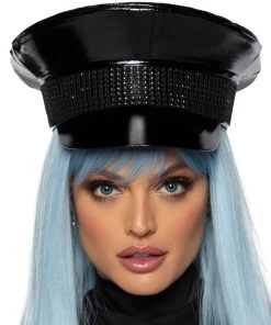 Leg Avenue Womens Rhinestone Trimmed Military Hat