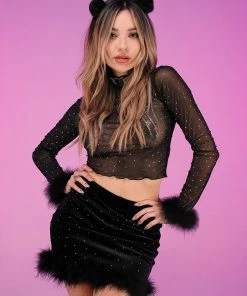 Bear Dance High Class Mesh Long Sleeve Top