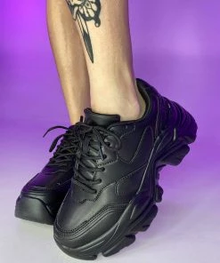 Berness Shoes Black Flexx Platform Sneakers Womens