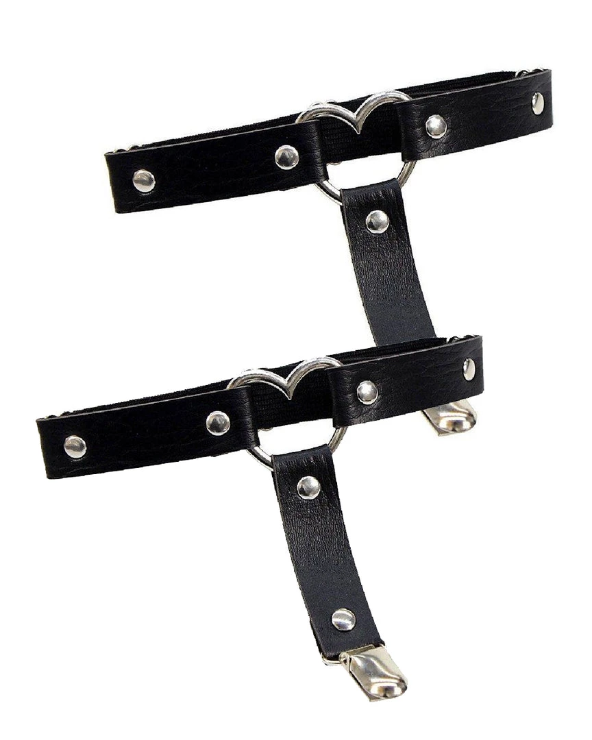AE 2pc Heart Ring Faux Leather Leg Garters 1 AE 2pc Heart Ring Faux Leather Leg Garters