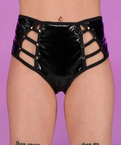 Bodyzone New Sugar Baby Black High Waist Peek A Boo Shorts