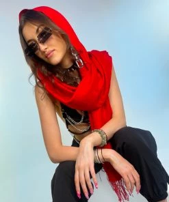 AE Womens Basic Solid Pashmina Scarf