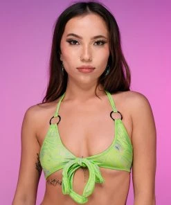 Roma Hypnotic Green Ring Wrap Top New