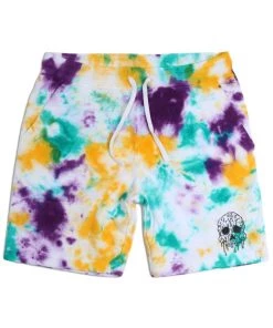 BJD Inc. Wax Skull Tie Dye Fleece Shorts