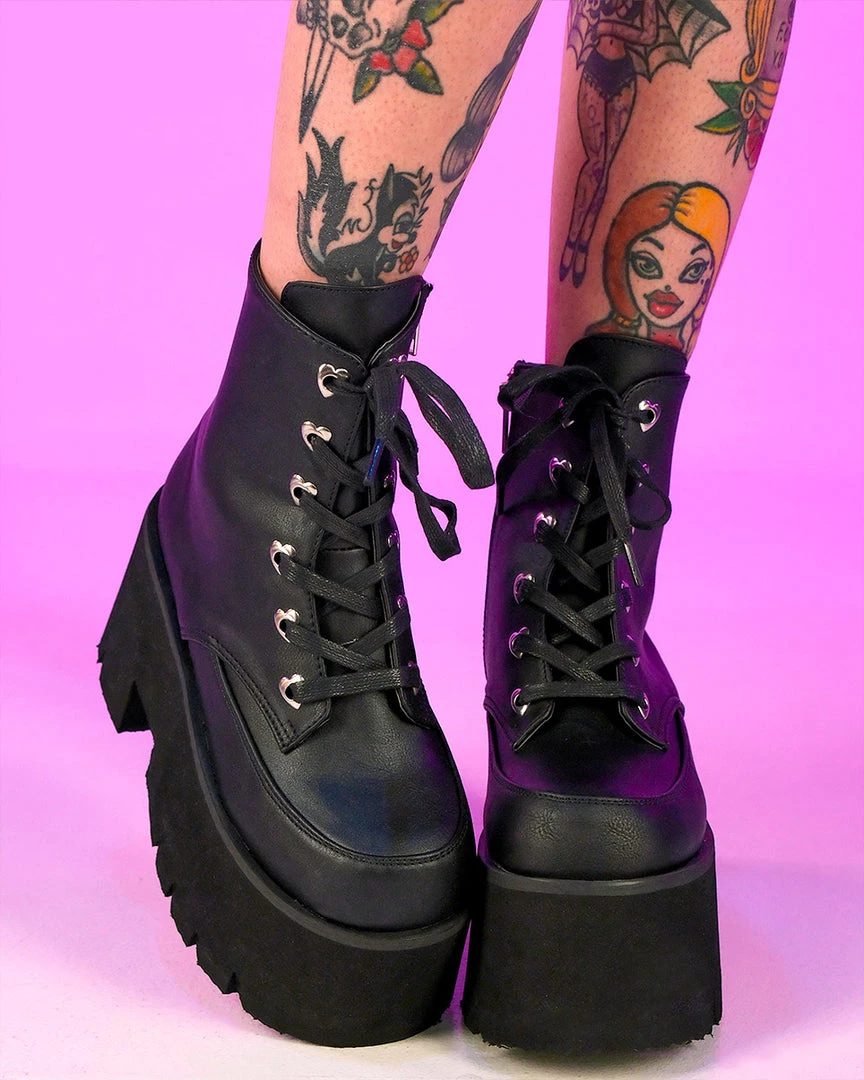 Pleasers Demonia Ashes Black Fuzzy Cuff Boots Shoes 2 Pleasers Demonia Ashes Black Fuzzy Cuff Boots Shoes