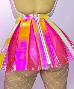 J. Valentine Pink Lemonade PVC Pleated Skirt