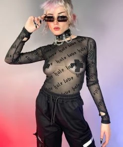 AE Love/Hate Mesh Long Sleeve Top