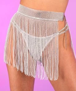 AE New White Bejeweled Cover Up Skirt