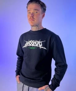 555stickers Throwin' Elbows Basshead Crewneck Sweater New