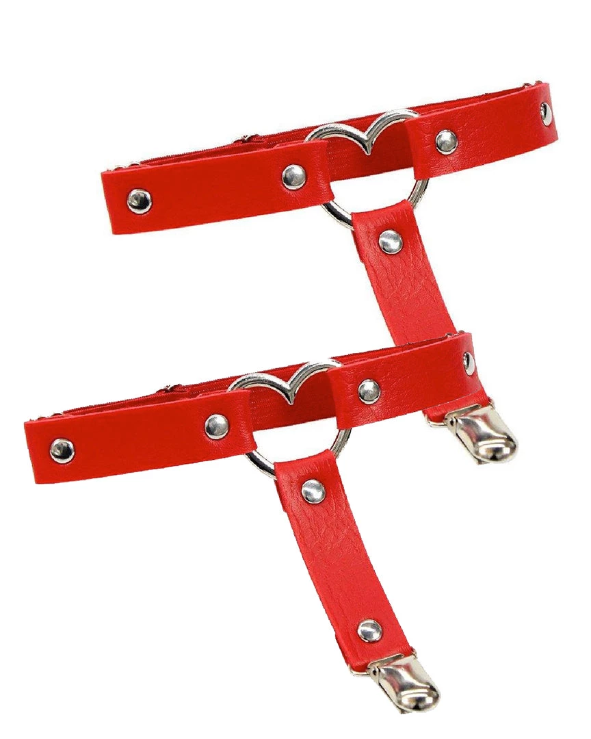AE 2pc Heart Ring Faux Leather Leg Garters 5 AE 2pc Heart Ring Faux Leather Leg Garters