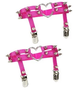 AE New 2pc Heart Spiked Faux Leather Leg Garters 11 AE New 2pc Heart Spiked Faux Leather Leg Garters