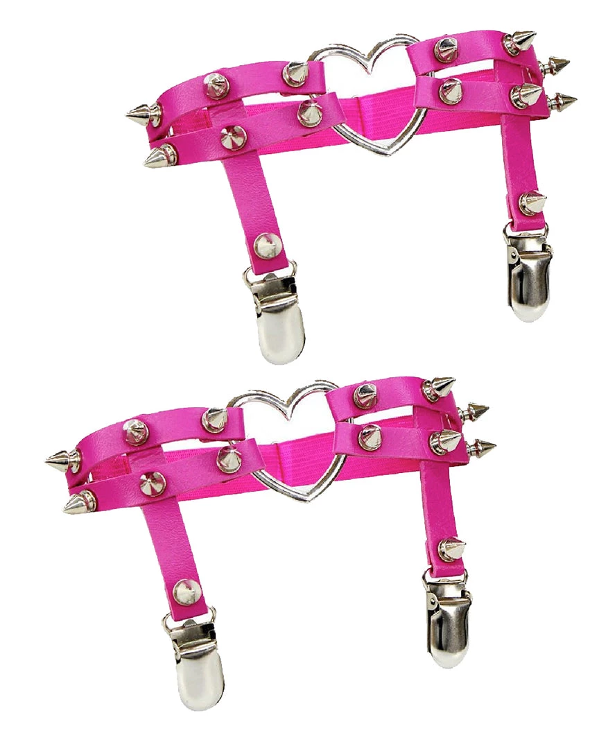 AE New 2pc Heart Spiked Faux Leather Leg Garters 4 AE New 2pc Heart Spiked Faux Leather Leg Garters