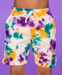BJD Inc. Wax Skull Tie Dye Fleece Shorts