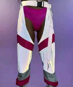 AE Trip The Light Pink Reflective Chaps New 9 AE Trip The Light Pink Reflective Chaps New