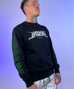 555stickers Throwin' Elbows Basshead Crewneck Sweater New