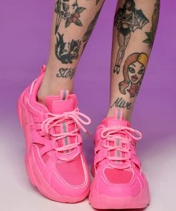 Berness Shoes Hot Pink Briella Chunky Sneakers Womens