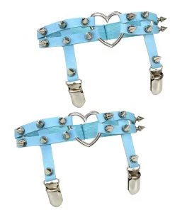 AE New 2pc Heart Spiked Faux Leather Leg Garters 12 AE New 2pc Heart Spiked Faux Leather Leg Garters