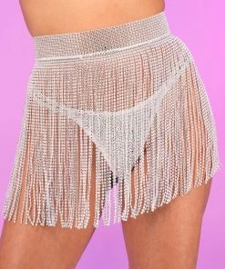 AE New White Bejeweled Cover Up Skirt