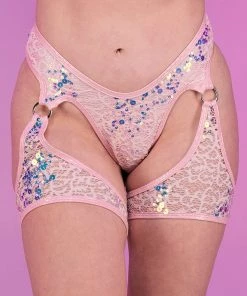 J. Valentine New Pink Blush Sequin Net Chaps