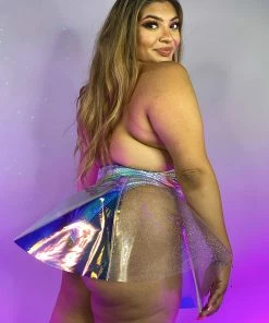 J. Valentine Cyber Prom Vinyl PVC Dual Zipper Skirt New