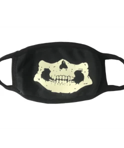AE Mens Skull Glow In The Dark/Blacklight Reactive Black Cloth Face Mask