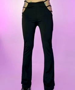 AE Maddy Strapped Cutout Black Bootcut Bottoms Club Y2K