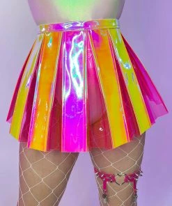 J. Valentine Pink Lemonade PVC Pleated Skirt