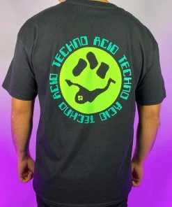 Jarmoo Acid Techno Rave Wonderland Black Tee Womens