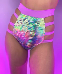 Roma Womens Astro Candy Strappy High Waisted Shorts With Zipper Closure