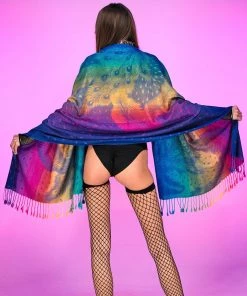 AE Rainbow Ombre Paisley Pashmina Scarf Womens