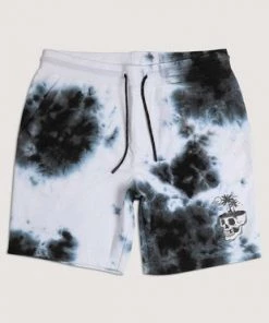 BJD Inc. Palm Skull Tie Dye Fleece Shorts