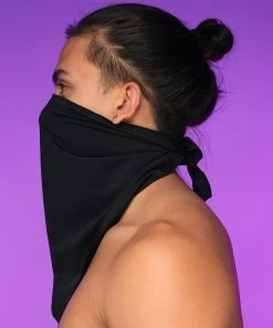 Shark Plain Black Triangle Bandanna Mask Mens