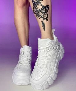 Berness Shoes White Elevated Platform Sneakers Womens