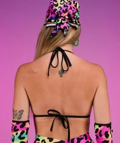 Elizabeth Acid Jungle Cage Bikini Top New