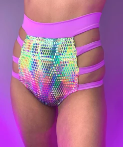 Roma Womens Astro Candy Strappy High Waisted Shorts With Zipper Closure