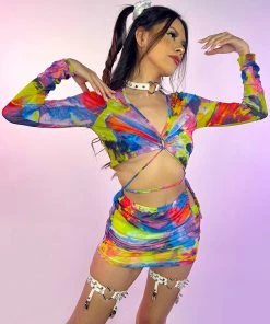 Hot And Delicious Paradise Sunset 2pc Mesh Skirt Set