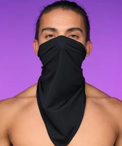 Shark Plain Black Triangle Bandanna Mask Mens