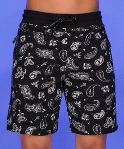 BJD Inc. Black Paisley Fleece Shorts
