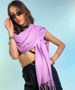 AE Womens Basic Solid Pashmina Scarf