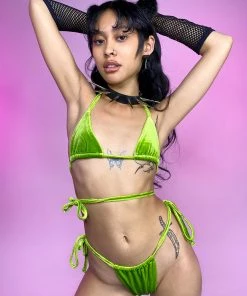TIC TOC Green Velveteen Micro 2pc Bikini
