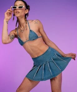 Hot And Delicious Frosted Rhinestone 2pc Skirt Set