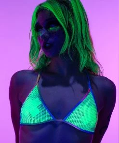 Roma New Rainbow Raver Fishnet Bikini Top