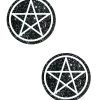 Pastease Womens PENTAGRAM: WHITE ON BLACK GLITTER NIPPLE PASTIES