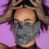 KBW Accessories Silver Rhinestone Skull Half Face Mask